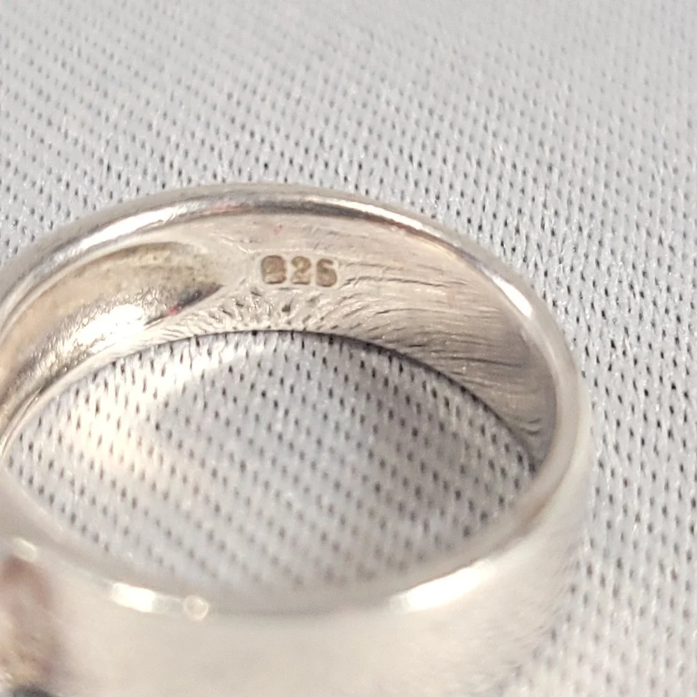 Sterling Silver Ring Women Size 5.5 Tangerine Orange Glass Stone Band Baguette